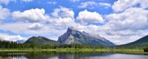 mountains and a lake scene